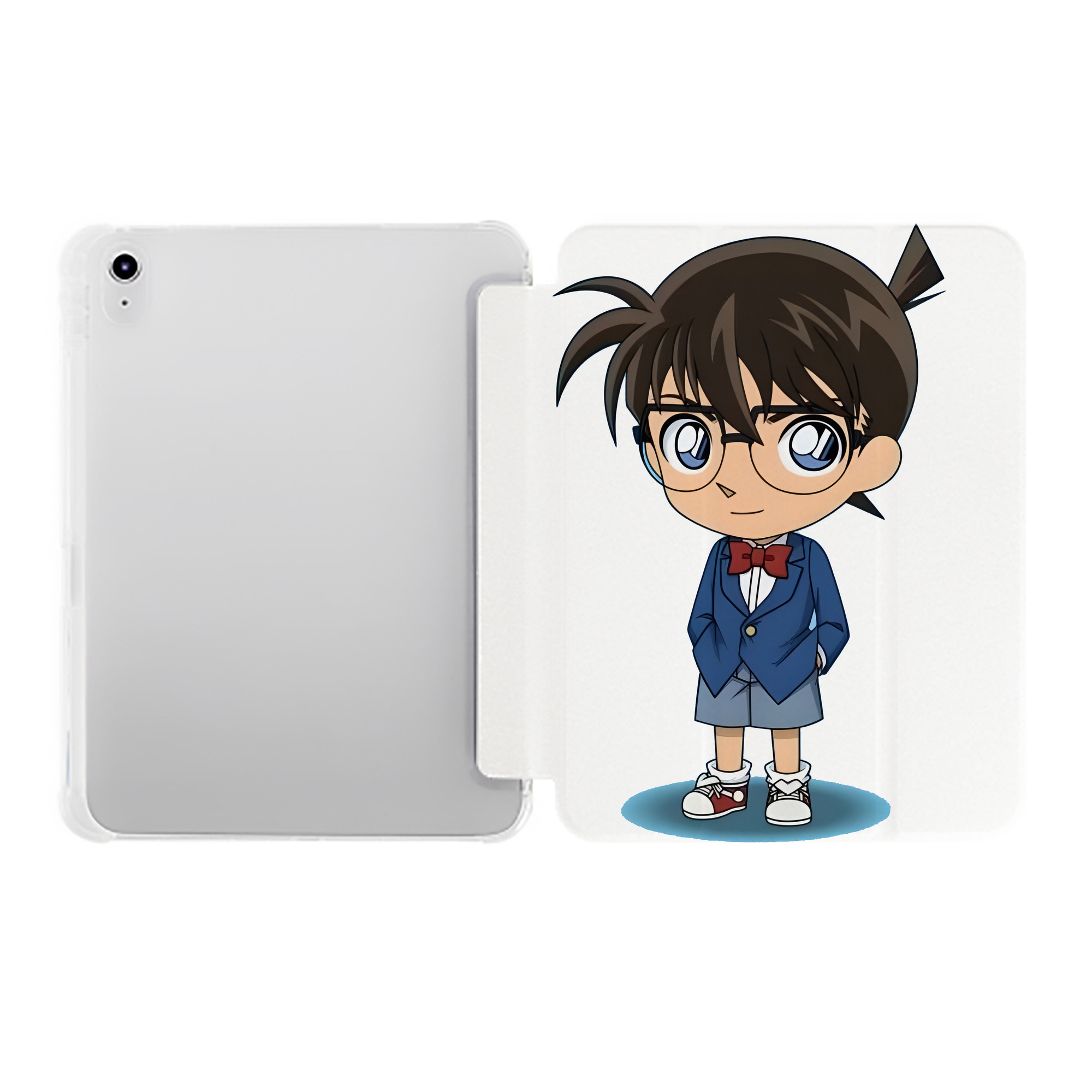 （画像用） 名探偵コナン 江戸川 コナン Detective Conan Conan Edogawa IPad ケース ペン収納付き 三つ折りスタンド PUレザー×シリコン 対応機種9.5/10.5/10.9インチ